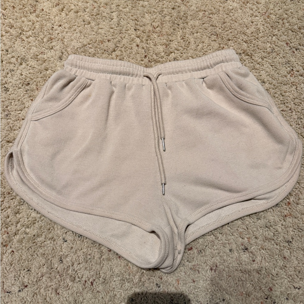 Women's Tan Knit Drawstring Lounge Shorts